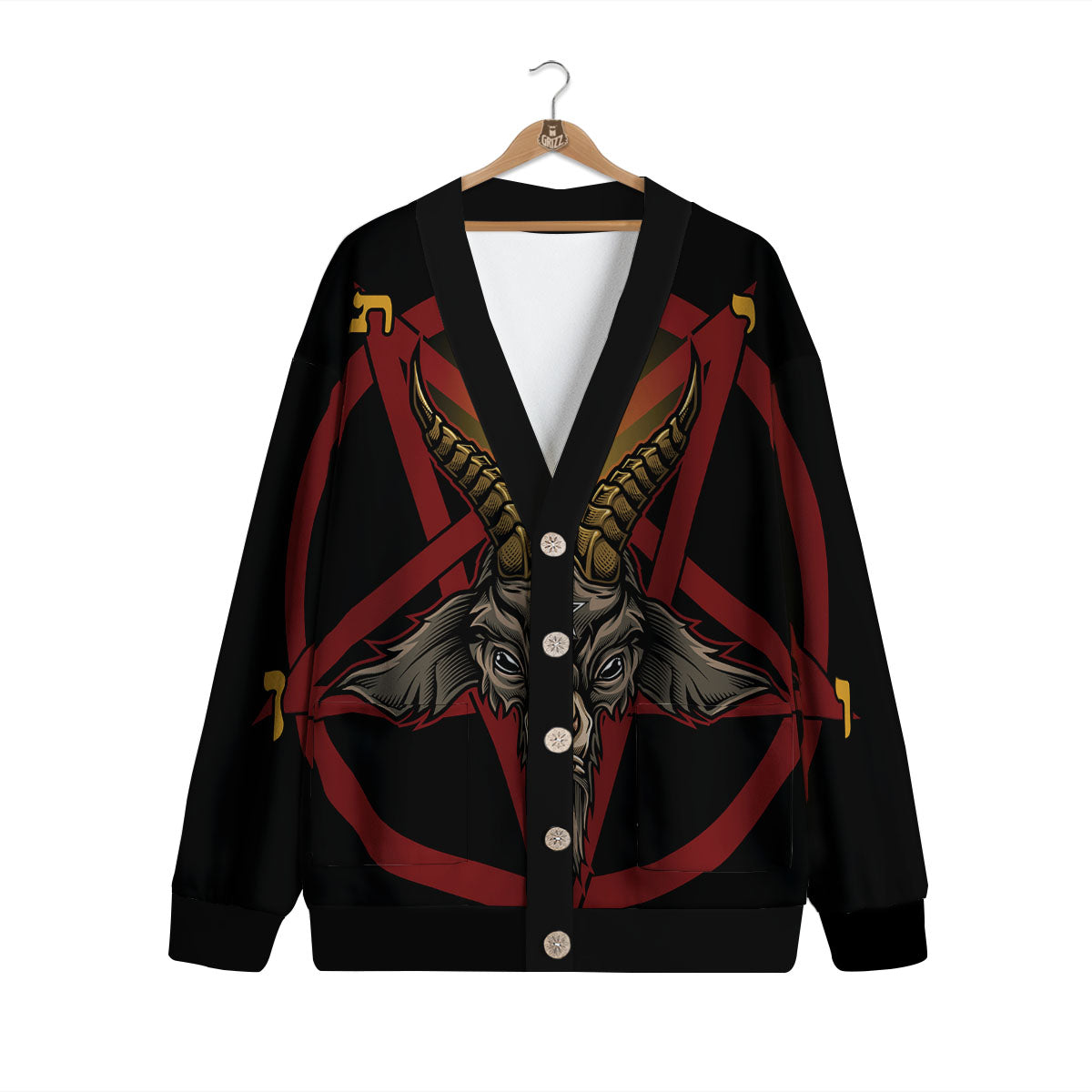 Pentagram Symbol Magic Print Cardigan-grizzshop