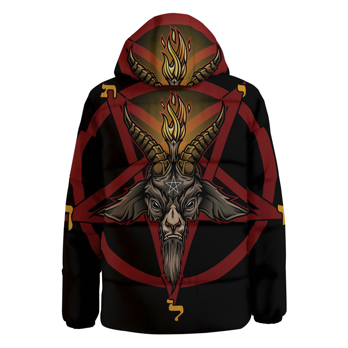 Pentagram Symbol Magic Print Down Jacket-grizzshop