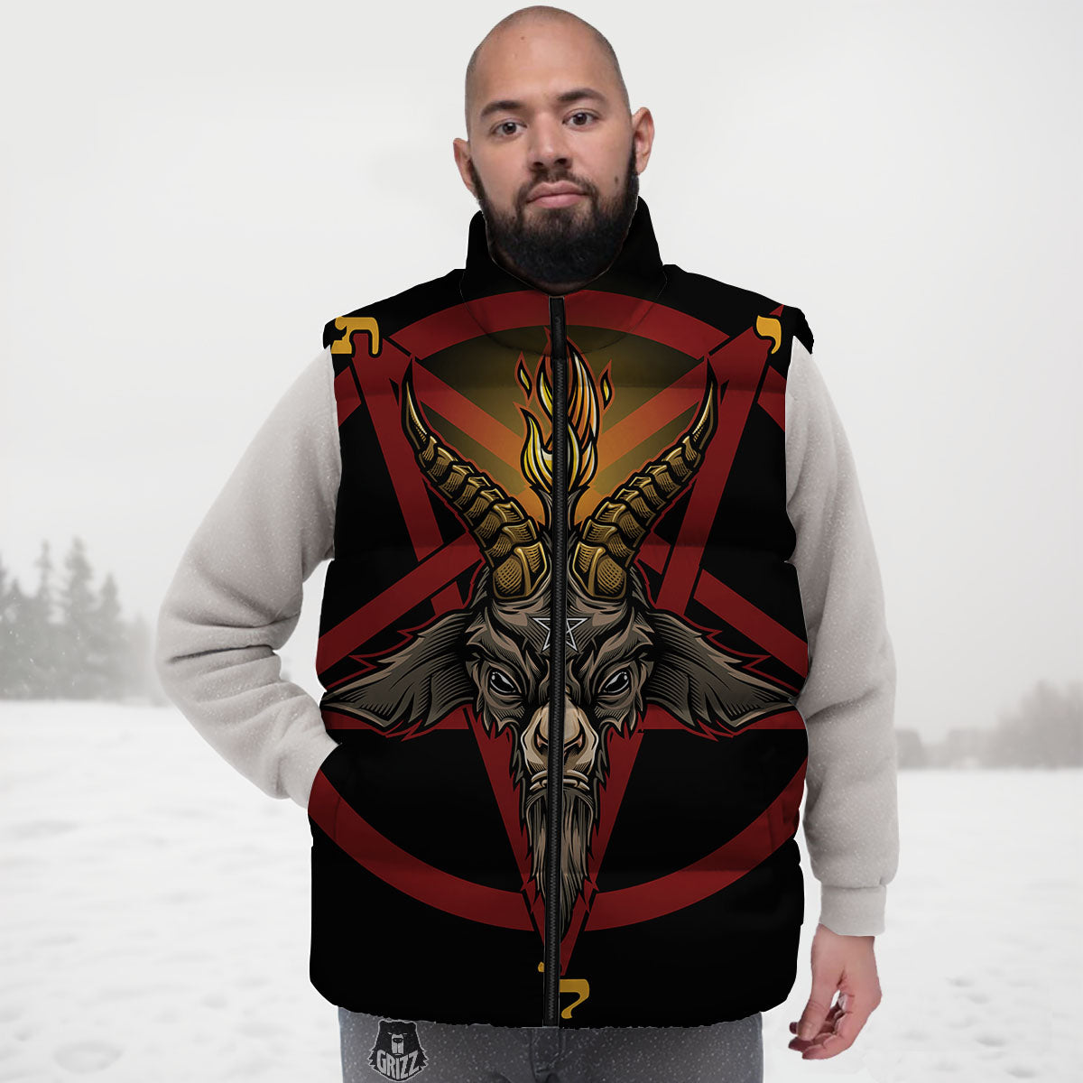 Pentagram Symbol Magic Print Down Vest