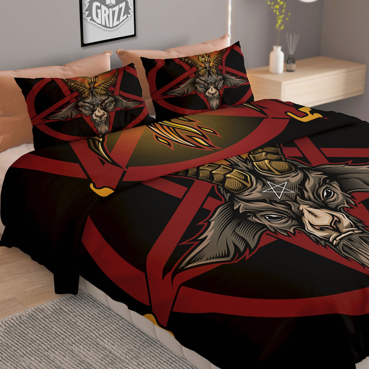 Pentagram Symbol Magic Print Duvet Cover Bedding Set