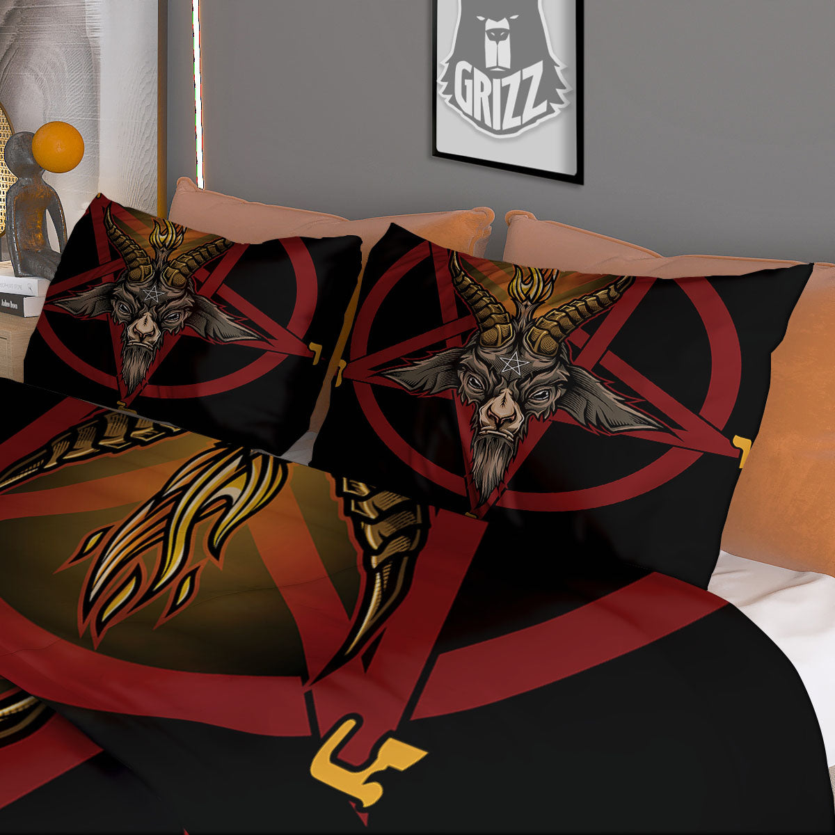 Pentagram Symbol Magic Print Duvet Cover Bedding Set