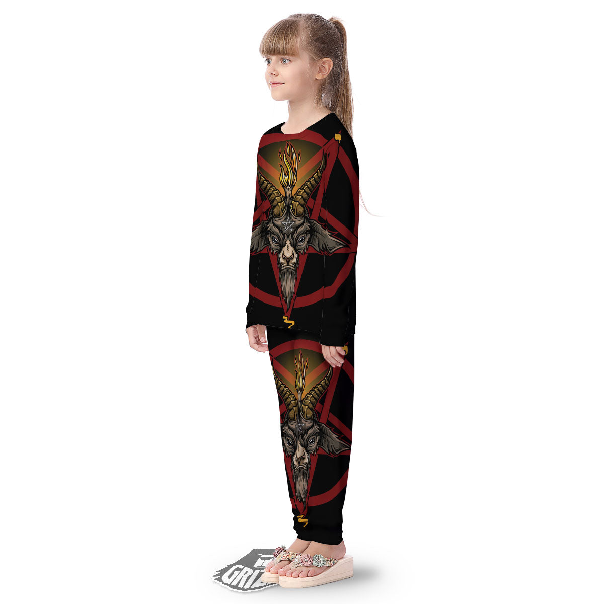 Pentagram Symbol Magic Print Kid's Pajamas-grizzshop