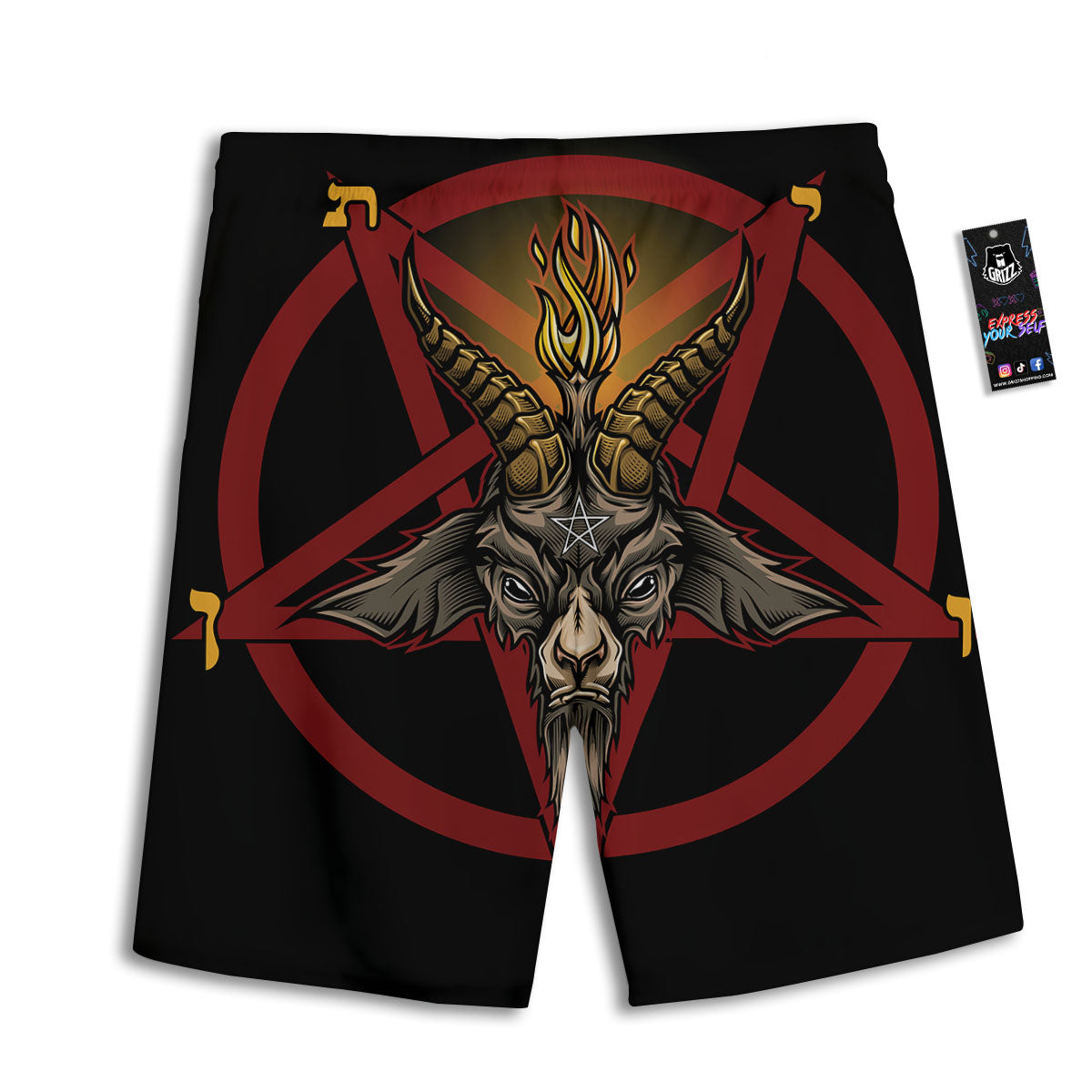 Pentagram Symbol Magic Print Men's Athletic Shorts