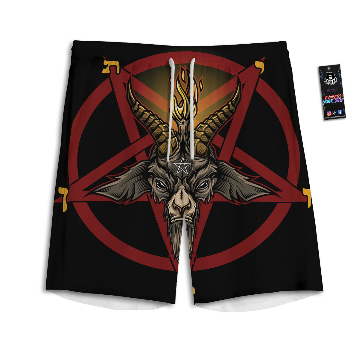 Pentagram Symbol Magic Print Men's Athletic Shorts