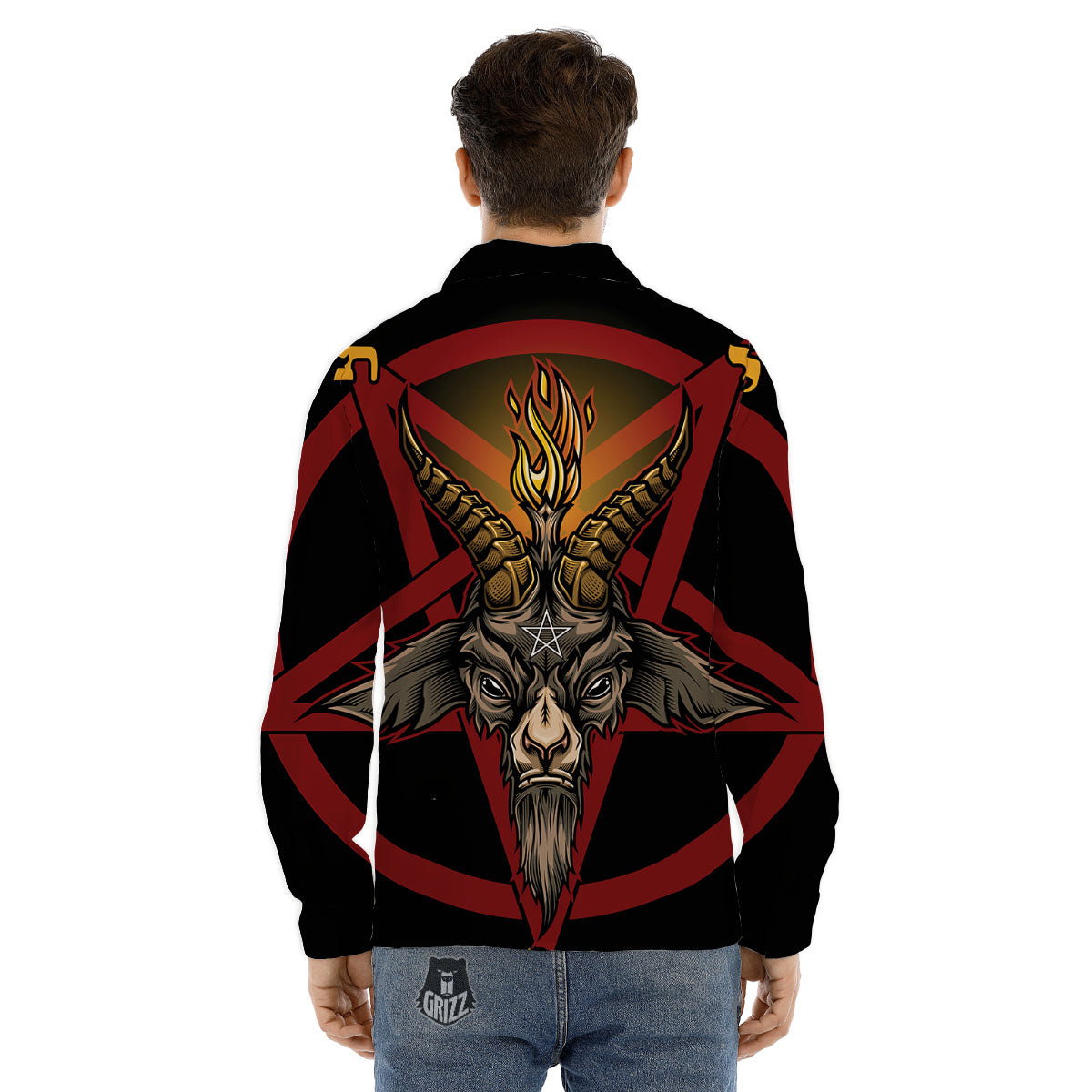 Pentagram Symbol Magic Print Men's Dress Shirts-grizzshop