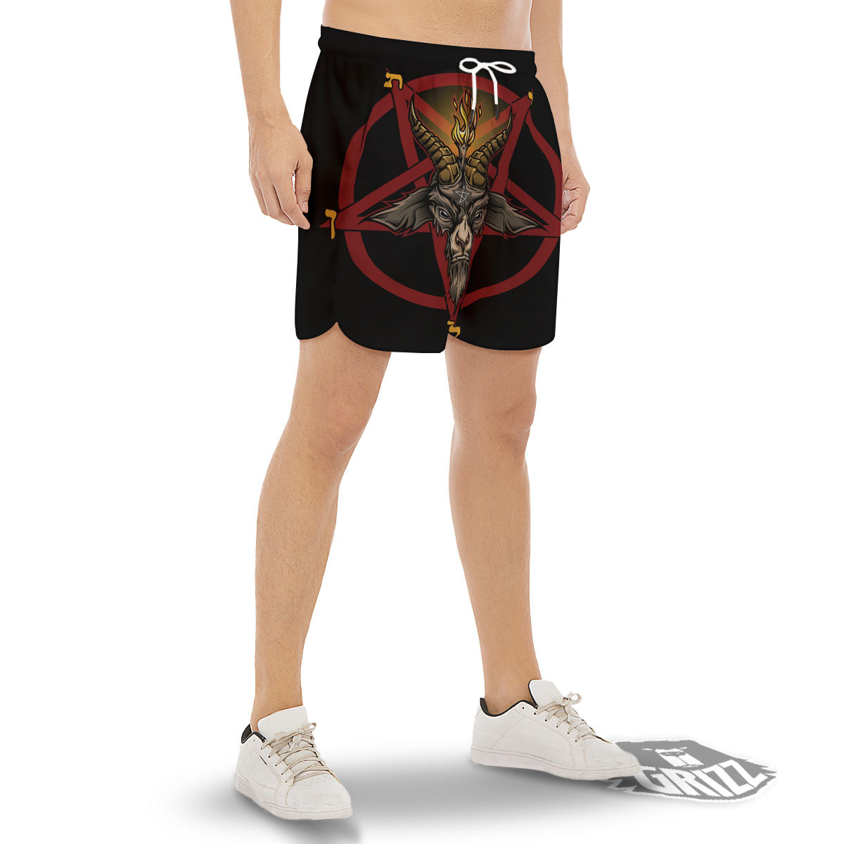 Pentagram Symbol Magic Print Men's Gym Shorts-grizzshop