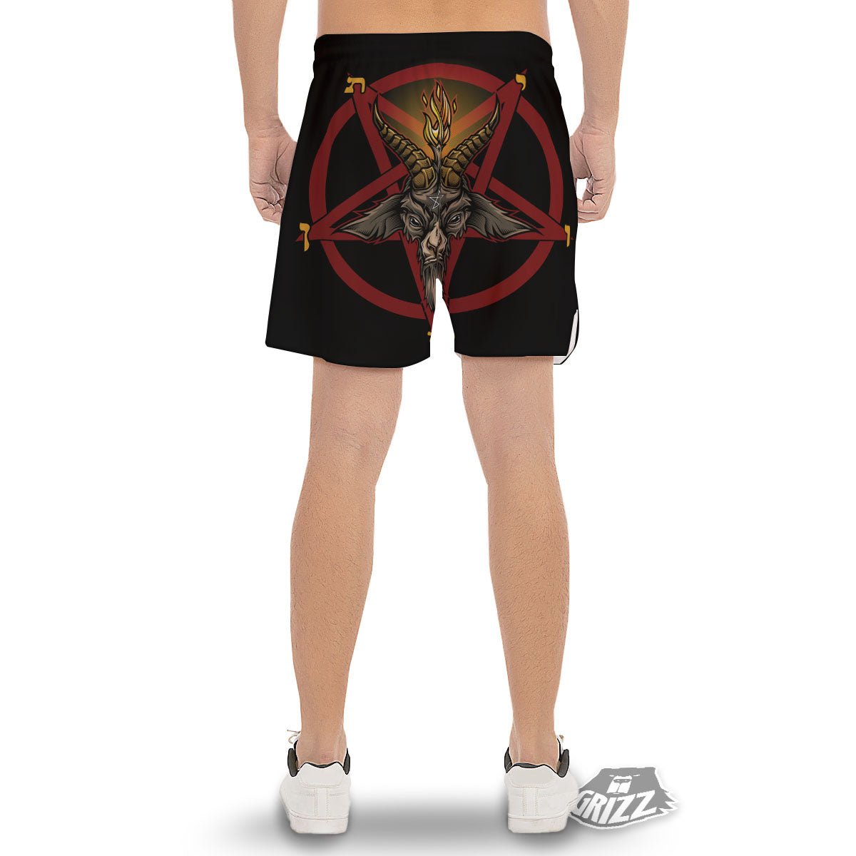 Pentagram Symbol Magic Print Men's Gym Shorts-grizzshop