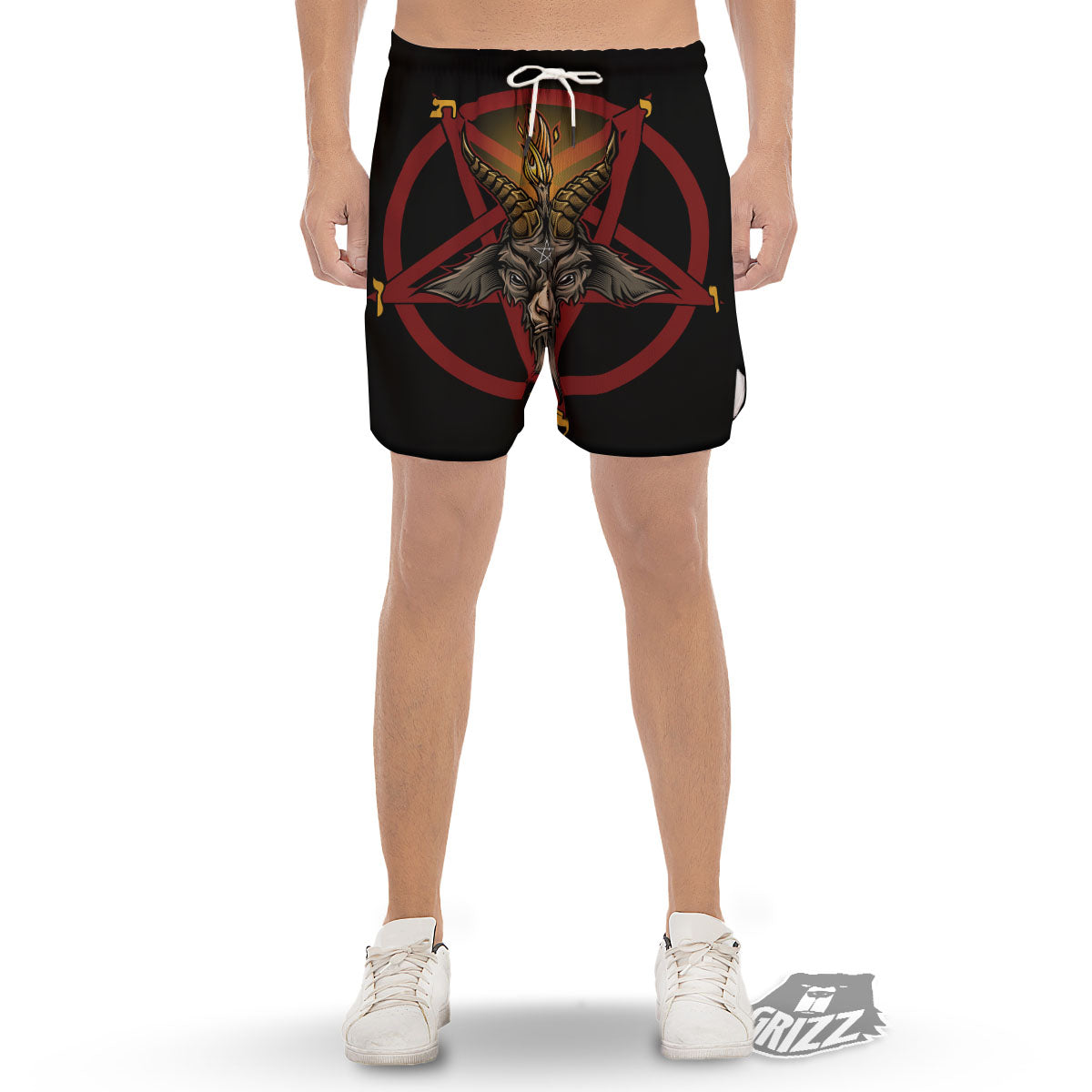 Pentagram Symbol Magic Print Men's Gym Shorts-grizzshop