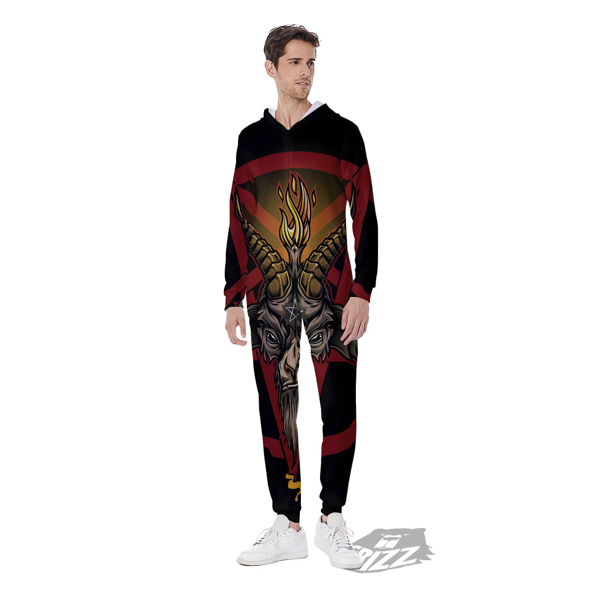Pentagram Symbol Magic Print Men's Jumpsuit-grizzshop
