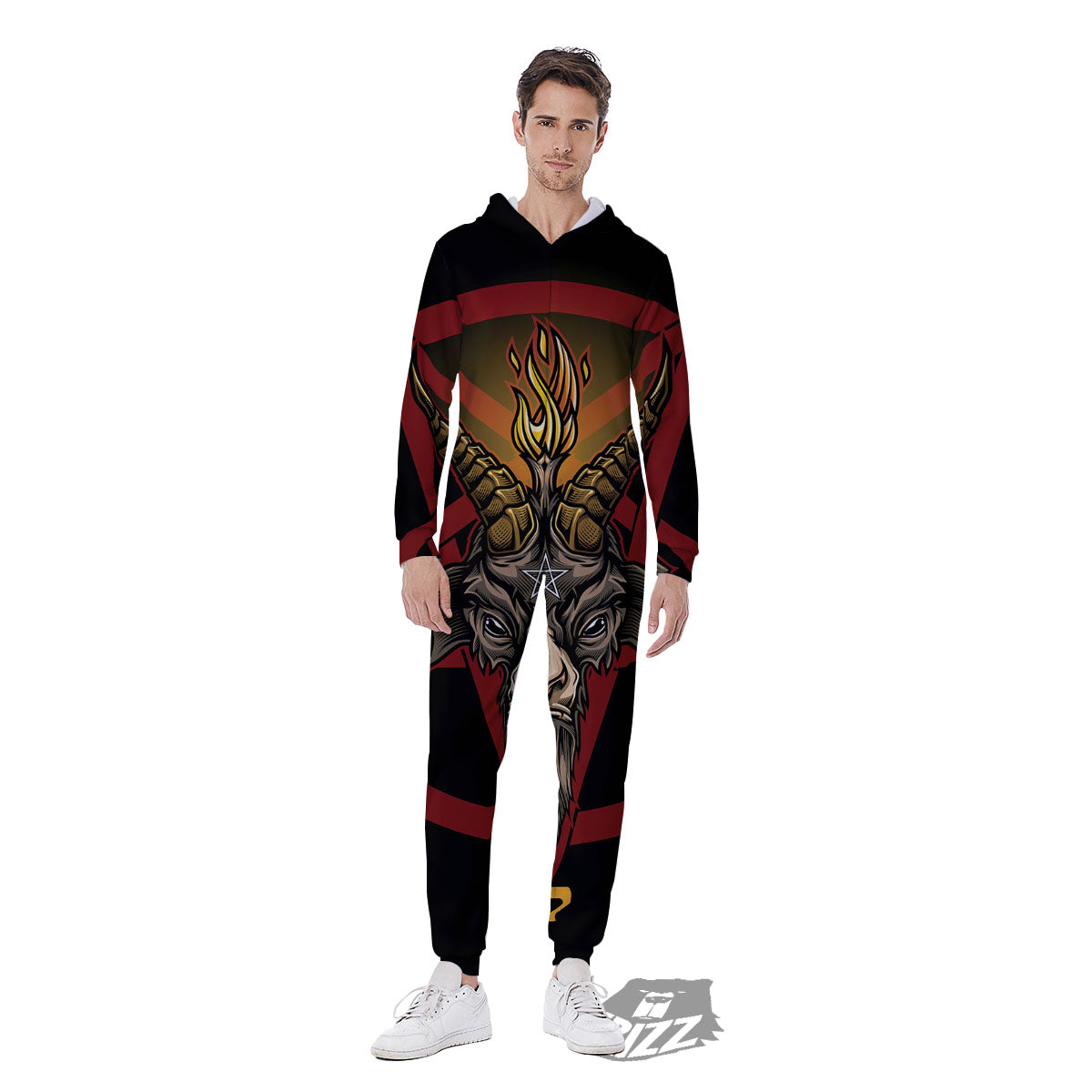 Pentagram Symbol Magic Print Men's Jumpsuit-grizzshop