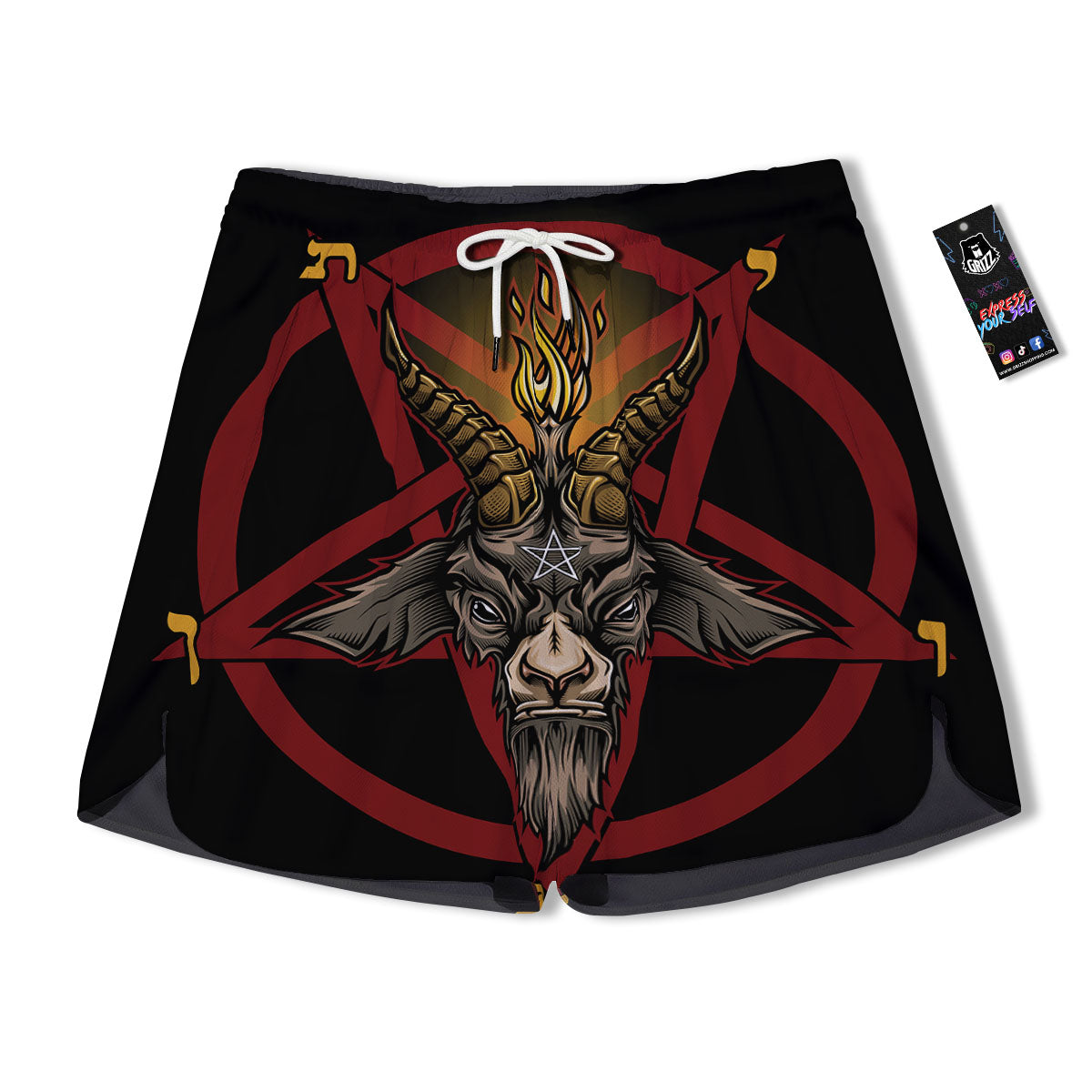 Pentagram Symbol Magic Print Men's Running Shorts-grizzshop