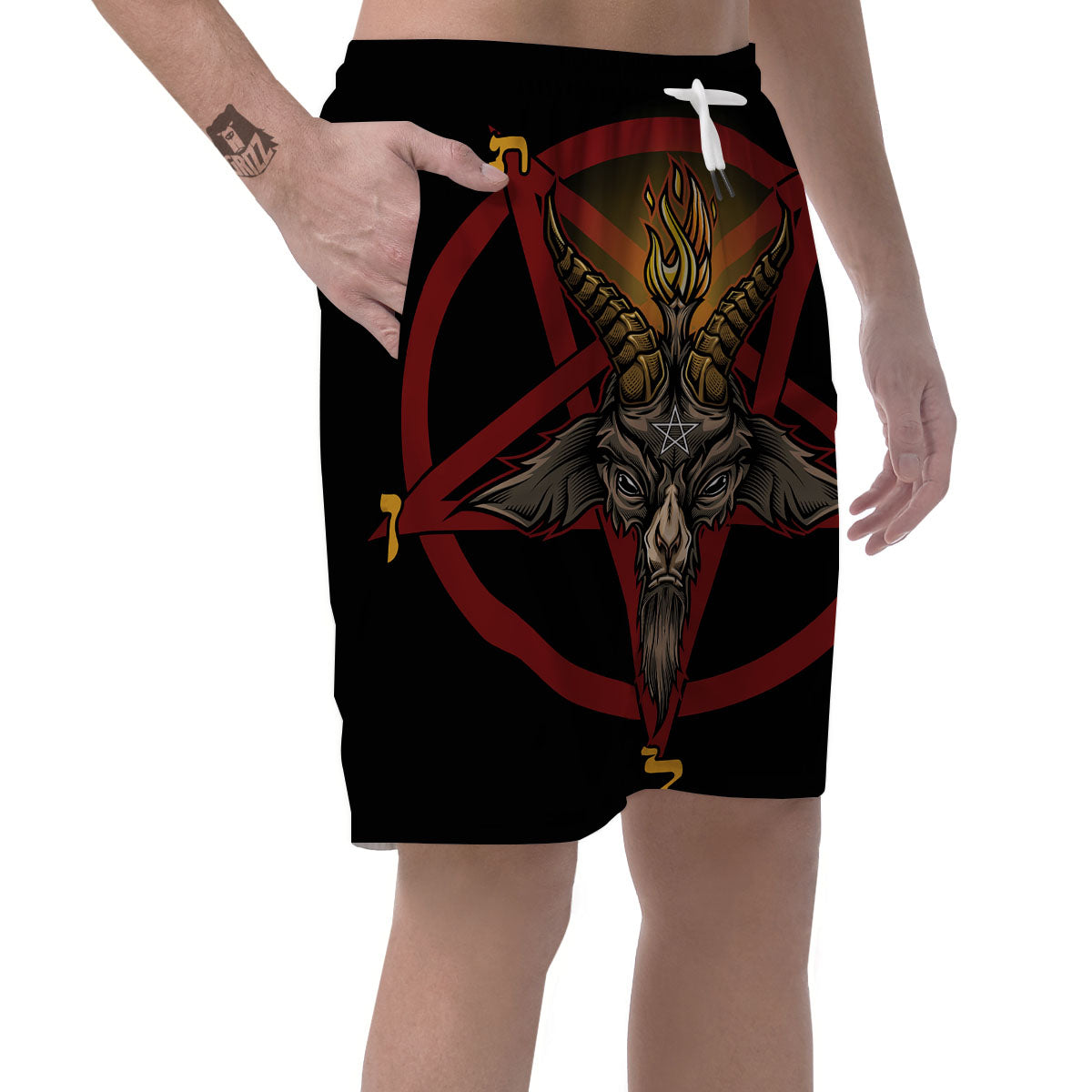 Pentagram Symbol Magic Print Men's Shorts-grizzshop