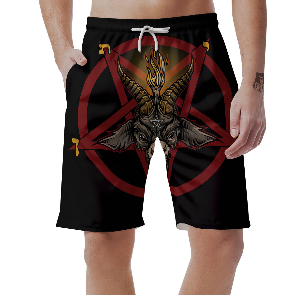 Pentagram Symbol Magic Print Men's Shorts-grizzshop