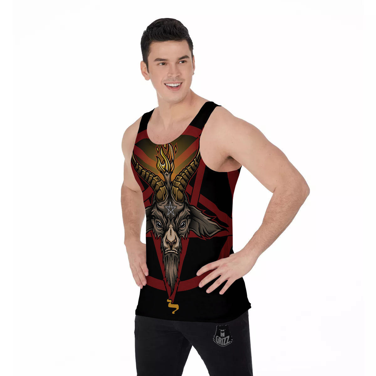 Pentagram Symbol Magic Print Men's Tank Top-grizzshop