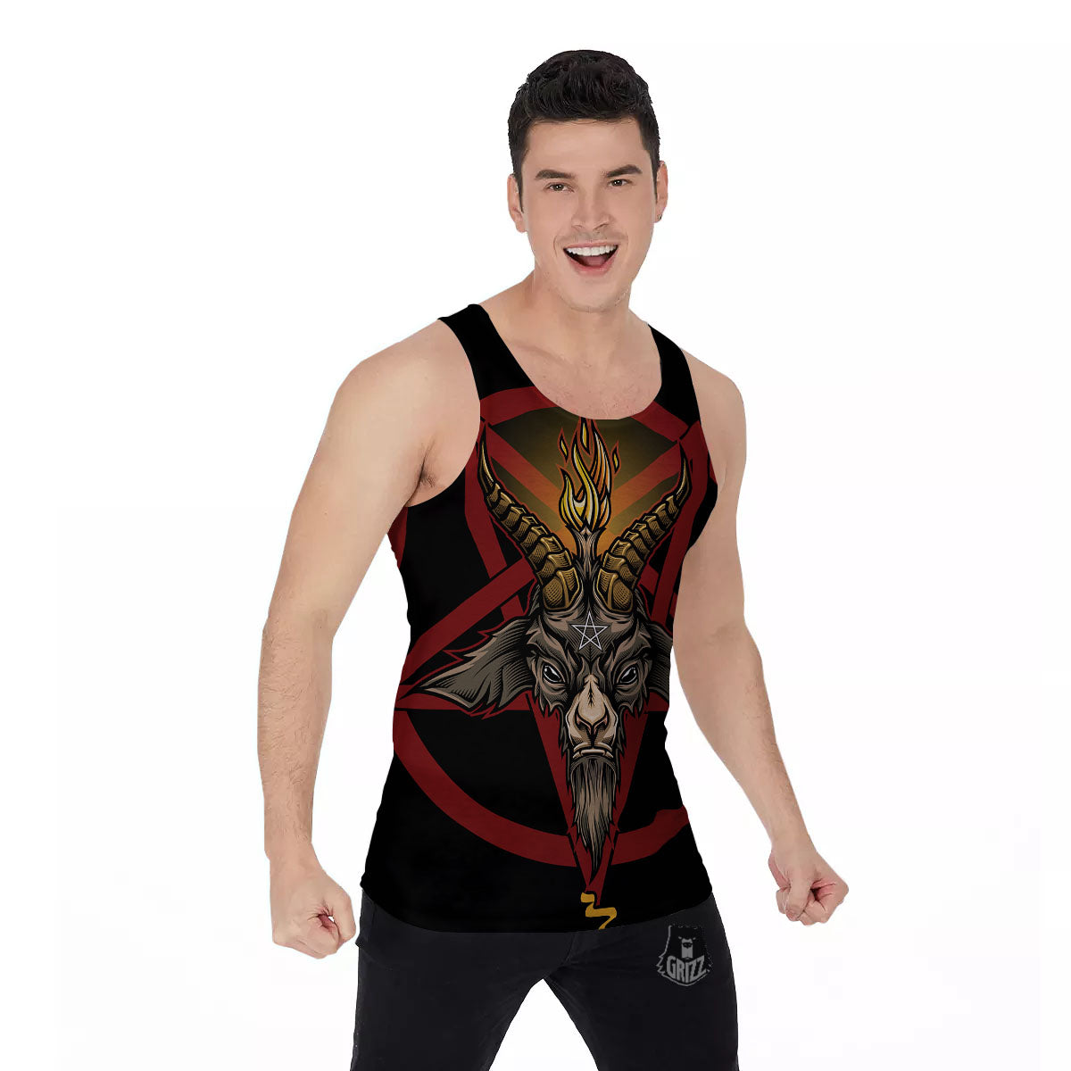 Pentagram Symbol Magic Print Men's Tank Top-grizzshop