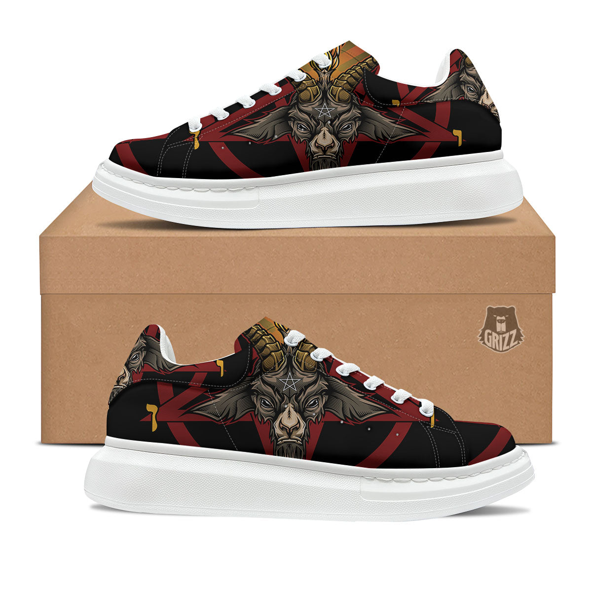 Pentagram Symbol Magic Print Platform Shoes-grizzshop