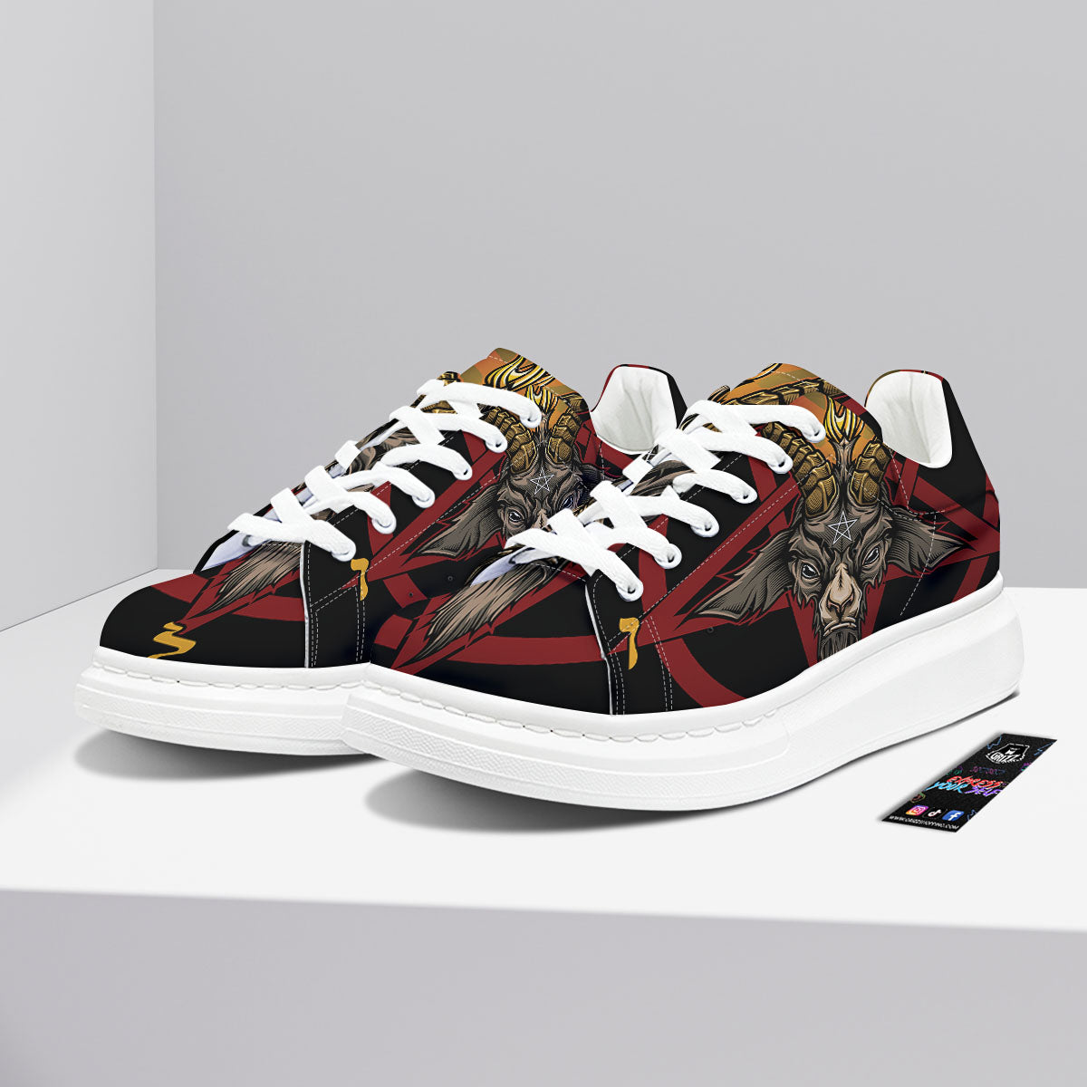 Pentagram Symbol Magic Print Platform Shoes-grizzshop
