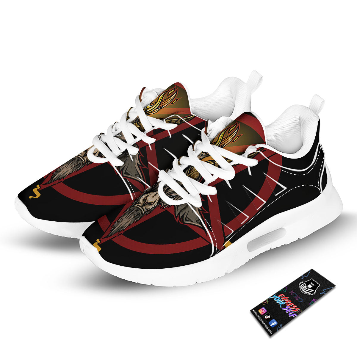 Pentagram Symbol Magic Print Tennis Shoes-grizzshop