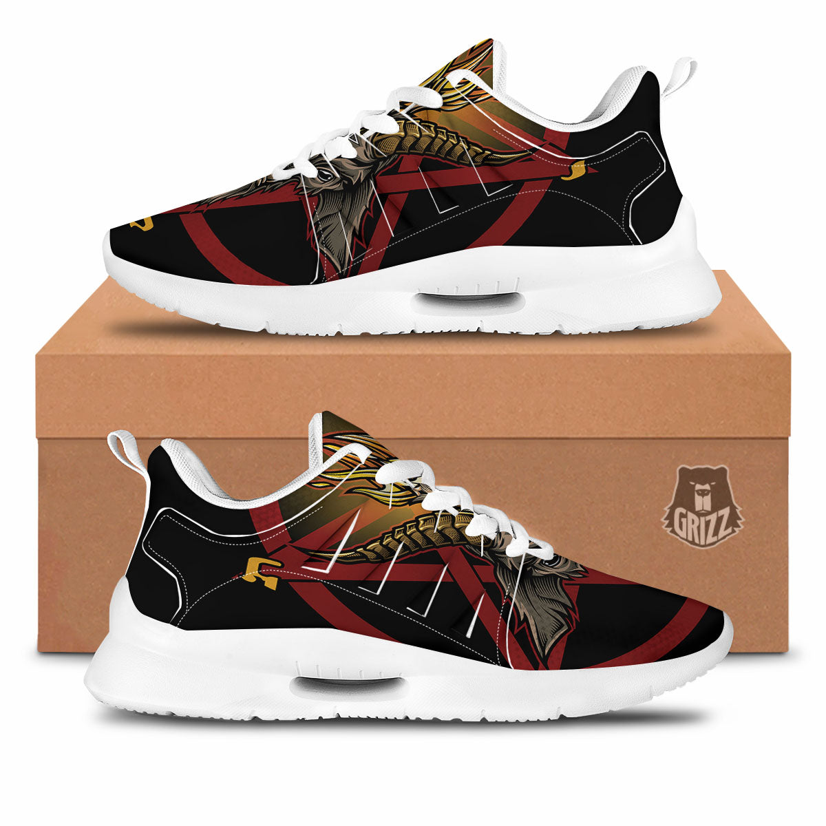 Pentagram Symbol Magic Print Tennis Shoes-grizzshop