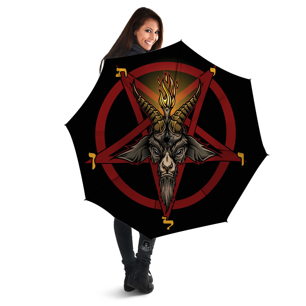 Pentagram Symbol Magic Print Umbrella-grizzshop