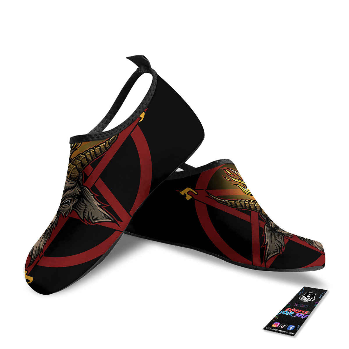 Pentagram Symbol Magic Print Water Shoes-grizzshop