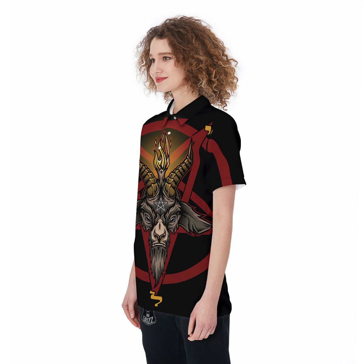 Pentagram Symbol Magic Print Women's Golf Shirts-grizzshop
