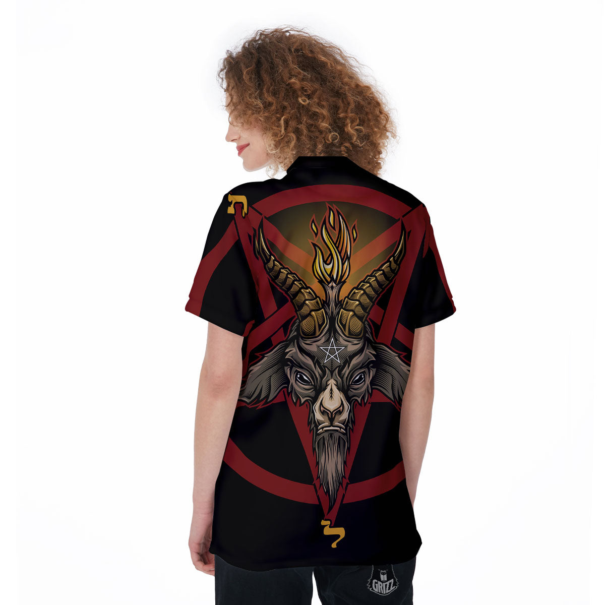Pentagram Symbol Magic Print Women's Golf Shirts-grizzshop