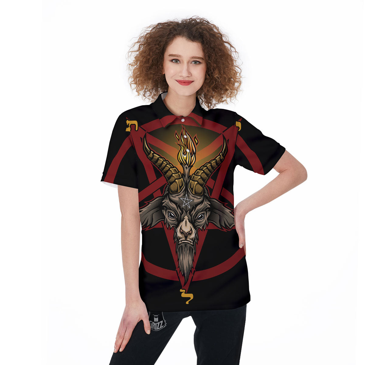 Pentagram Symbol Magic Print Women's Golf Shirts-grizzshop