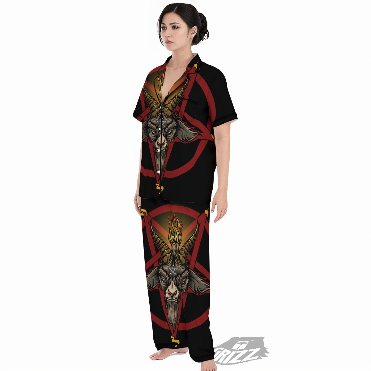 Pentagram Symbol Magic Print Women's Pajamas Set-grizzshop