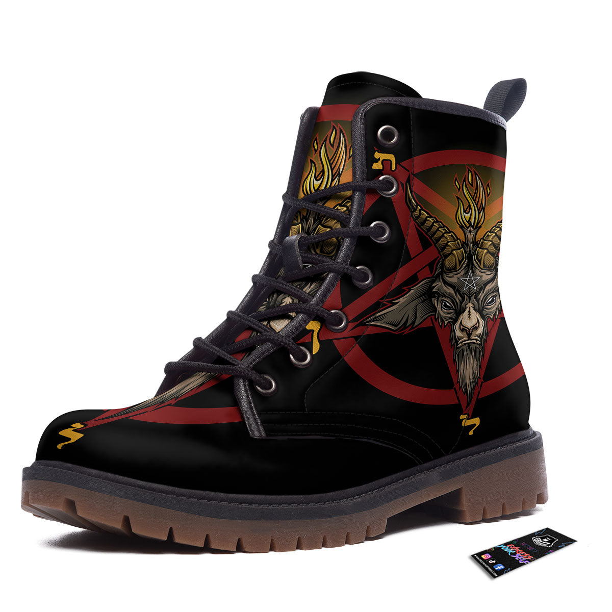 Pentagram Symbol Magic Print Work Boots-grizzshop