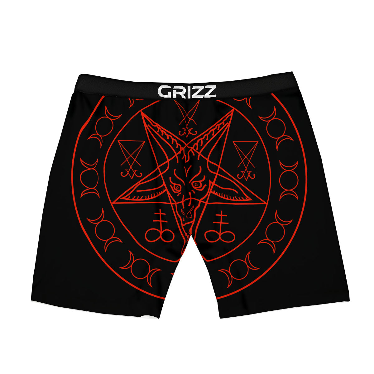 Pentagram Symbol Red Satanic Print Boxer Briefs-grizzshop