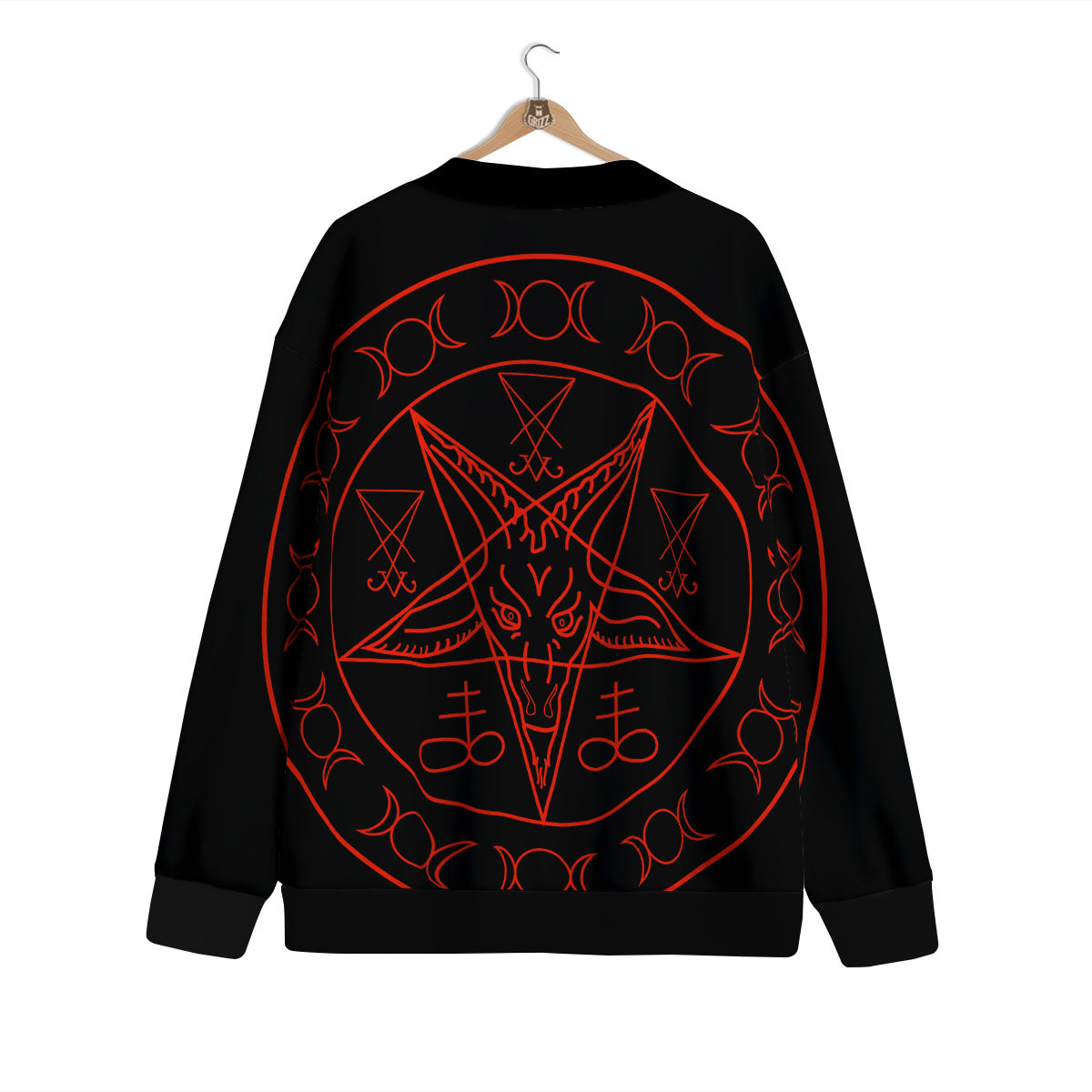 Pentagram Symbol Red Satanic Print Cardigan-grizzshop