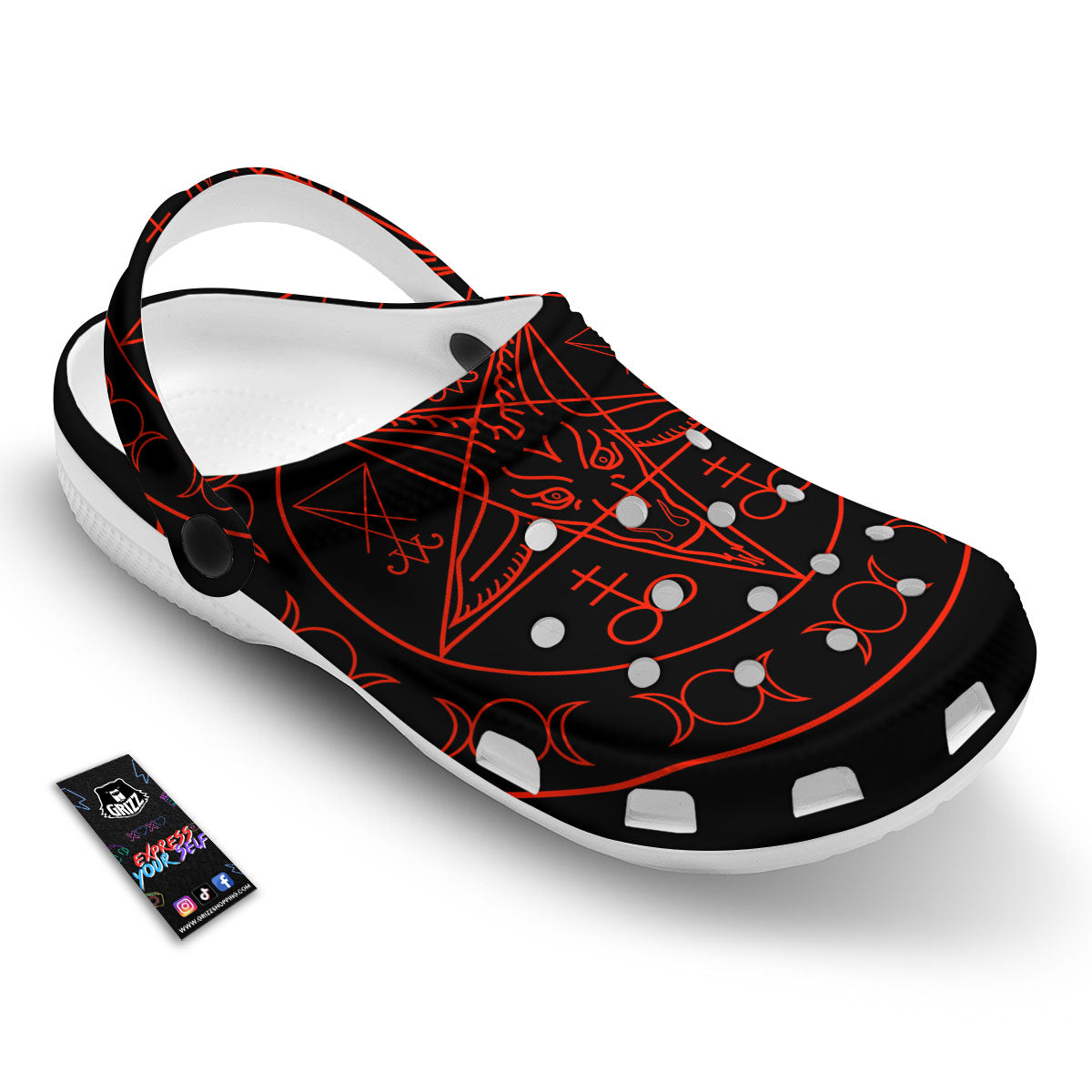Pentagram Symbol Red Satanic Print Clog-grizzshop