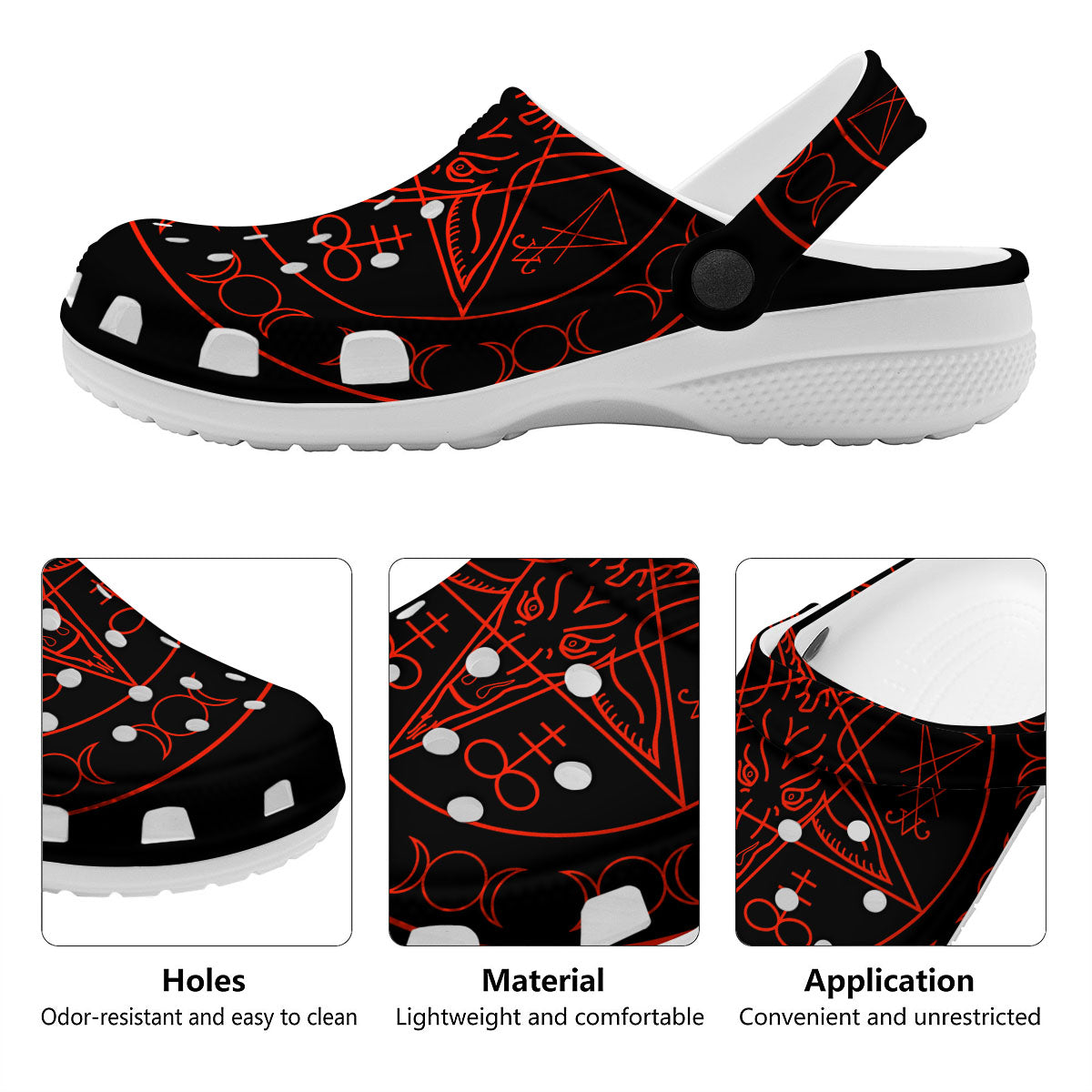 Pentagram Symbol Red Satanic Print Clog-grizzshop