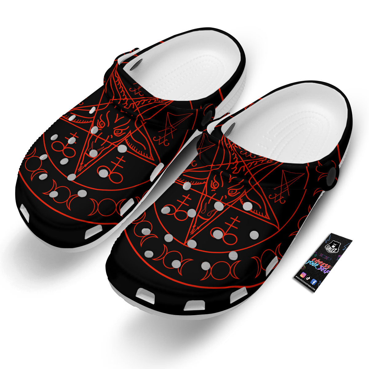 Pentagram Symbol Red Satanic Print Clog-grizzshop