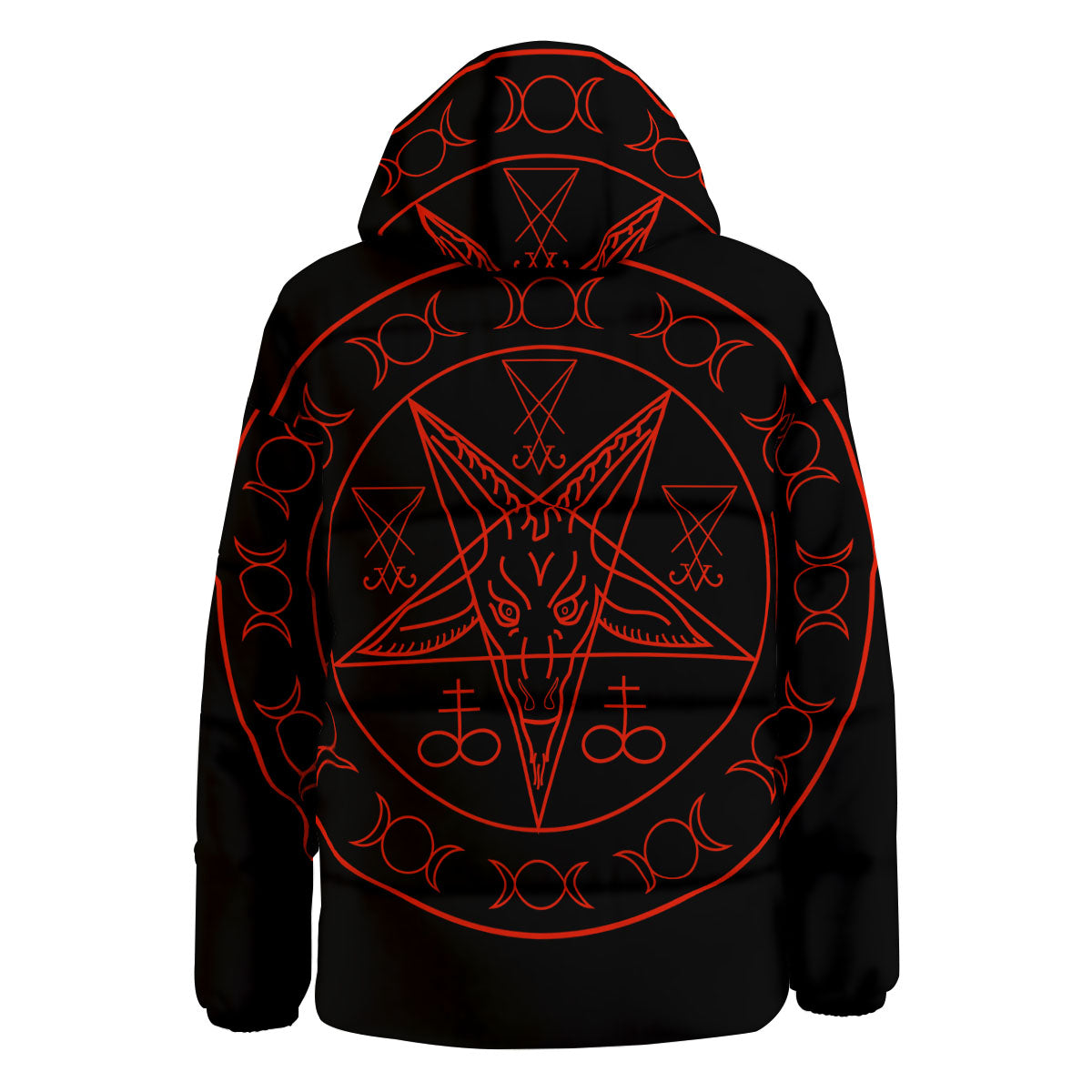 Pentagram Symbol Red Satanic Print Down Jacket-grizzshop