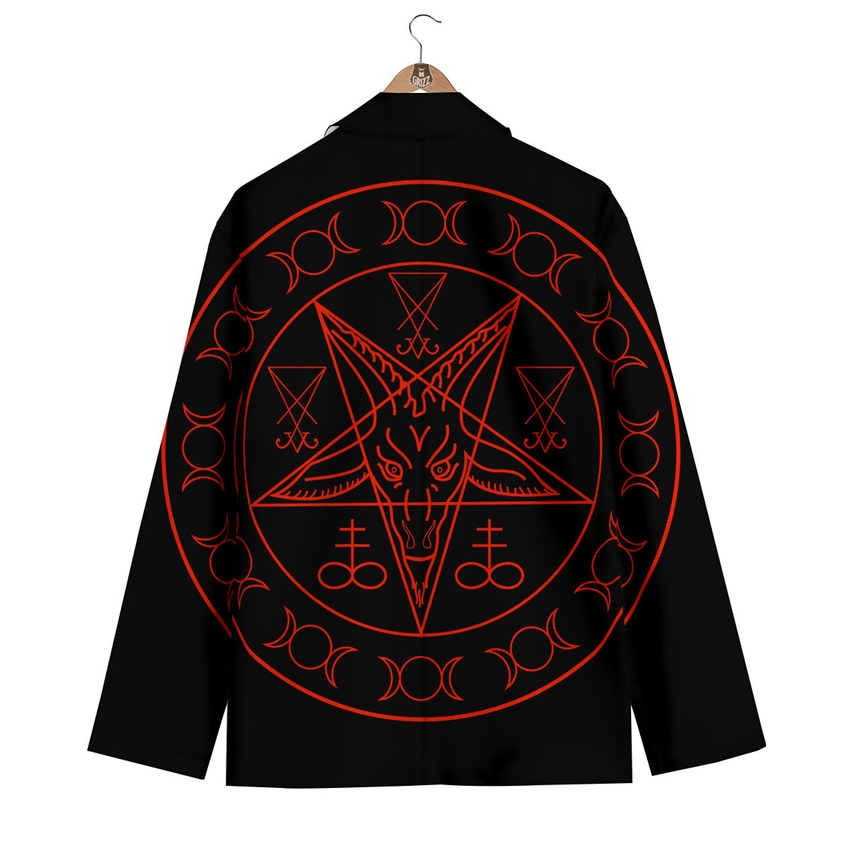 Pentagram Symbol Red Satanic Print Men's Blazer-grizzshop