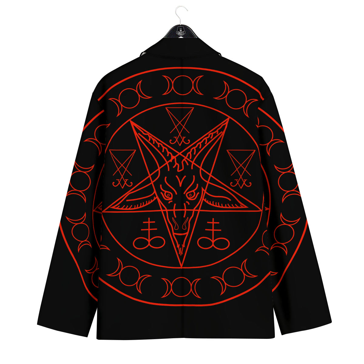 Pentagram Symbol Red Satanic Print Men's Sport Coat-grizzshop