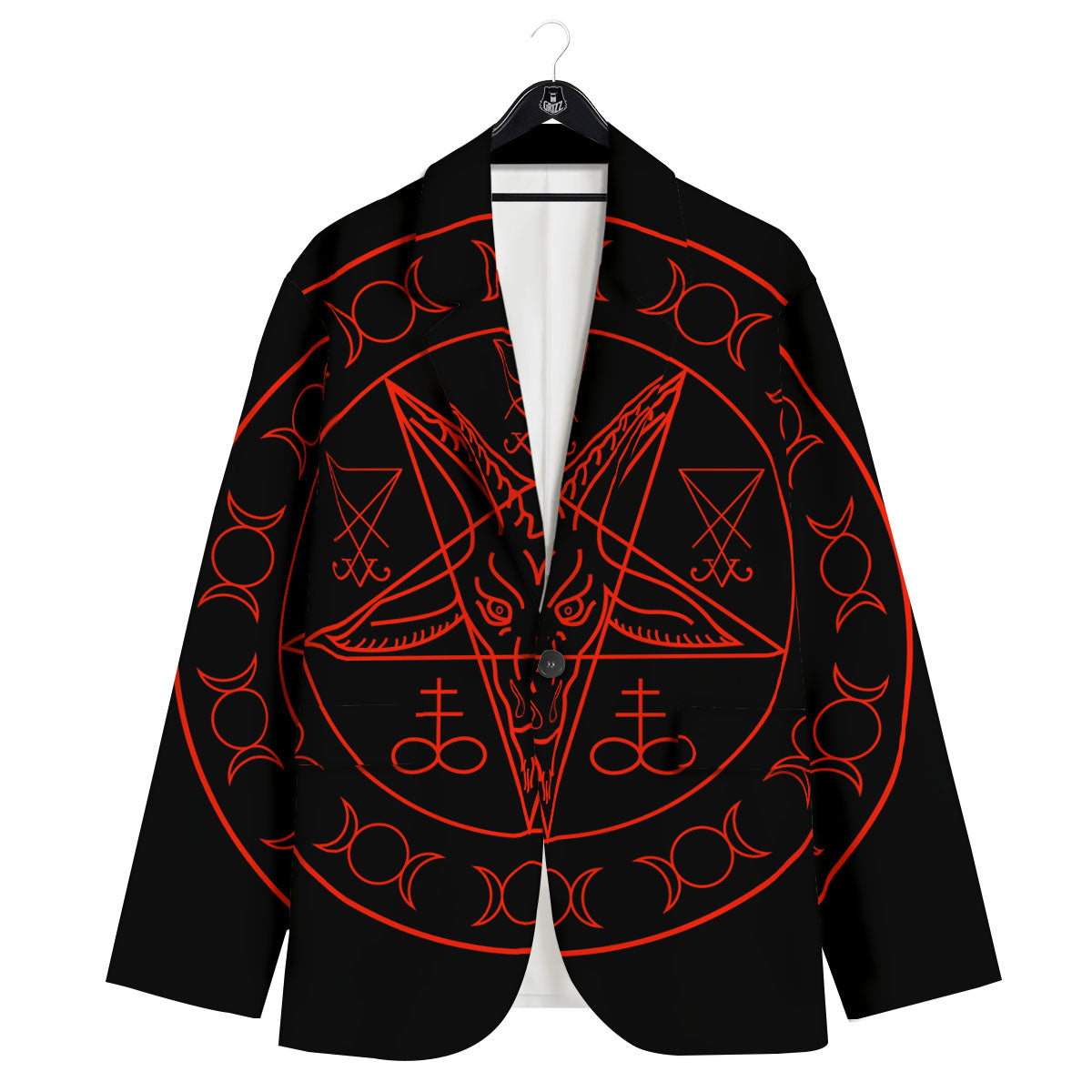Pentagram Symbol Red Satanic Print Men's Sport Coat-grizzshop