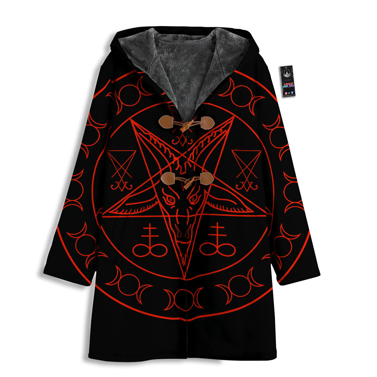 Pentagram Symbol Red Satanic Print Men's Windbreaker Jacket-grizzshop