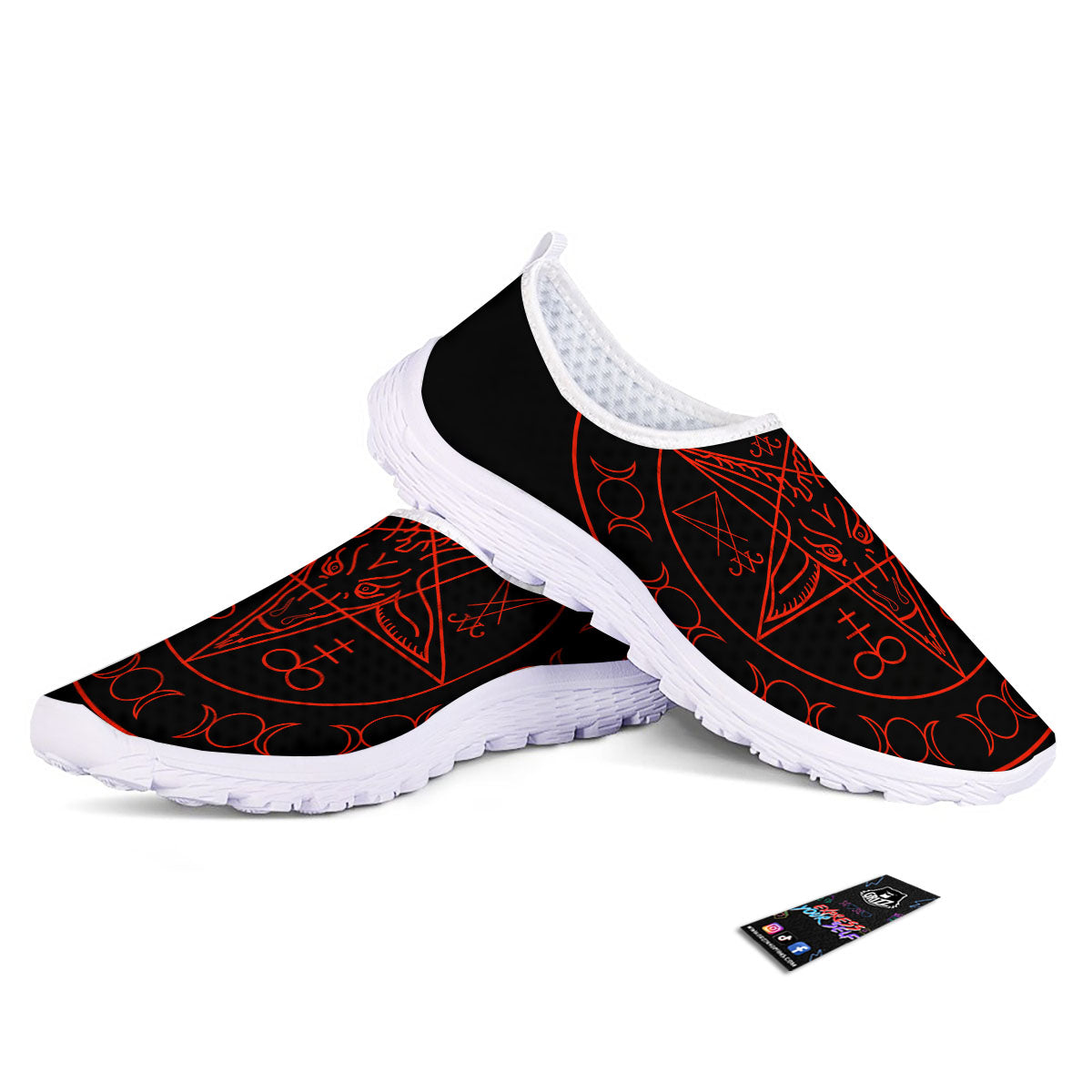 Pentagram Symbol Red Satanic Print Nurse Shoes-grizzshop