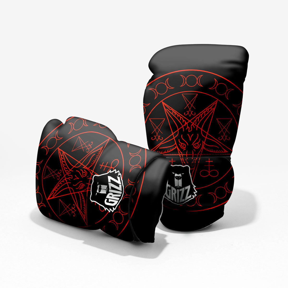 Pentagram Symbol Red Satanic Print Pro Boxing Glove