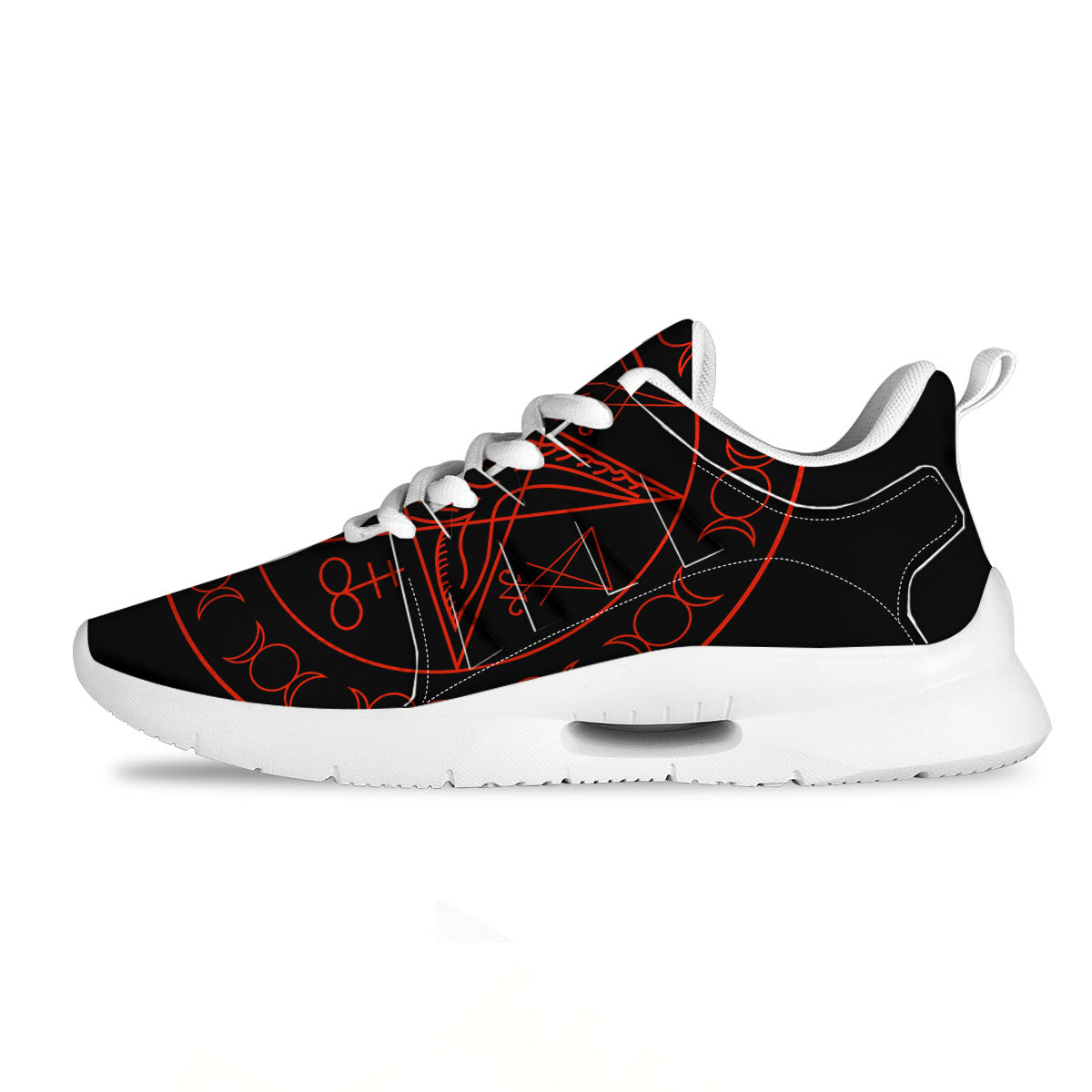 Pentagram Symbol Red Satanic Print Tennis Shoes-grizzshop