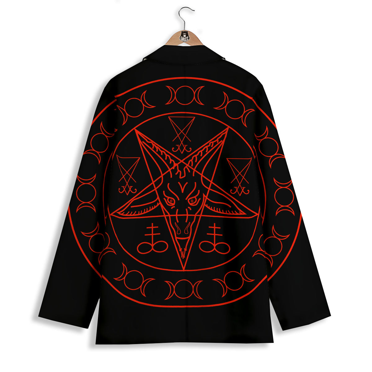 Pentagram Symbol Red Satanic Print Women's Blazer-grizzshop