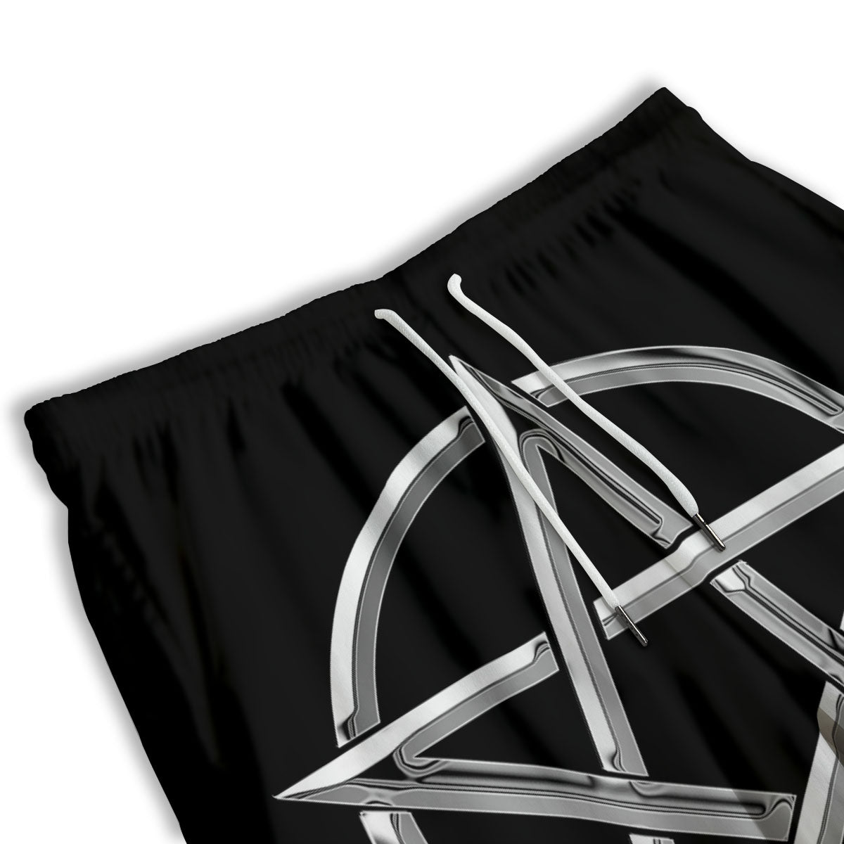 Pentagram Symbol White And Black Print Men's Athletic Shorts