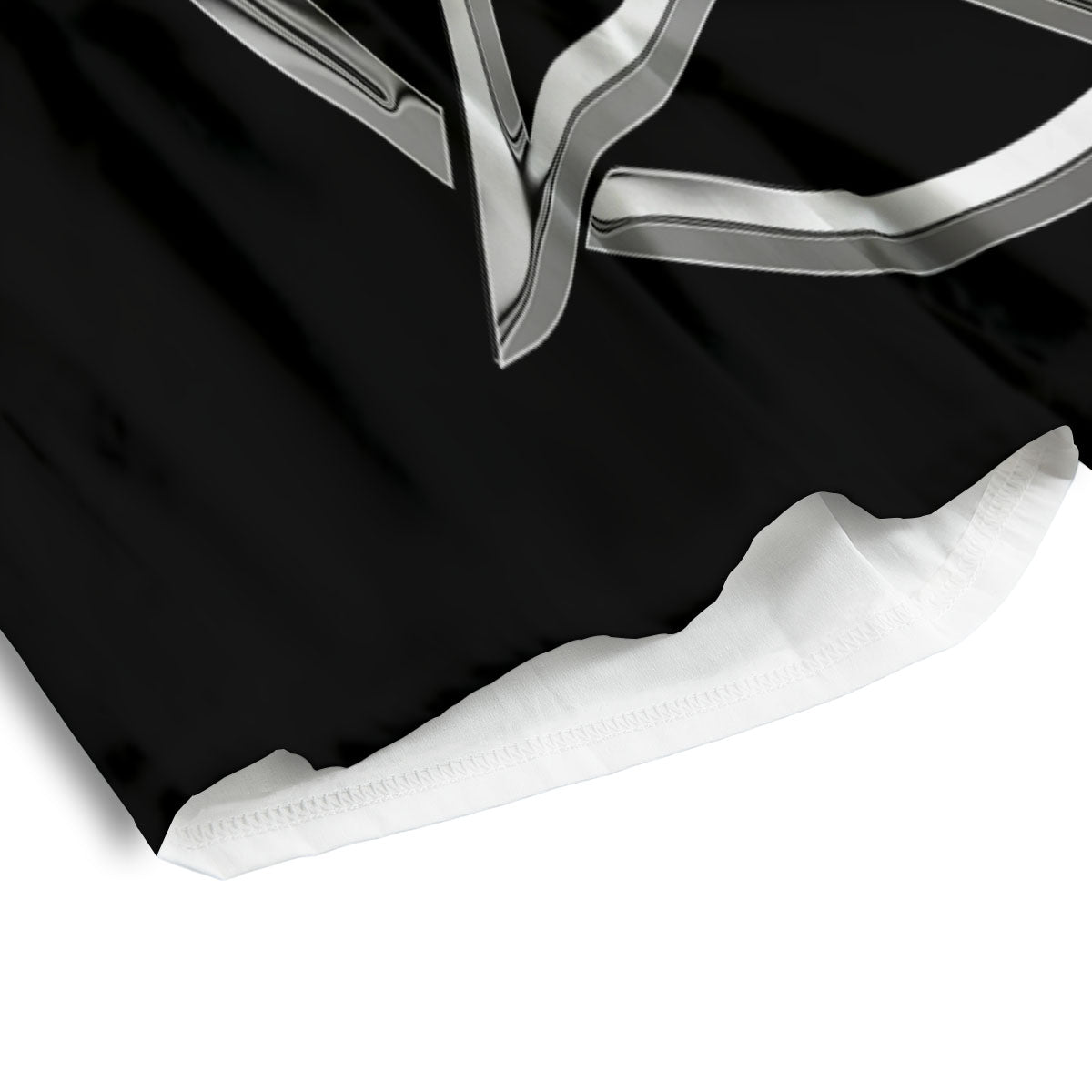 Pentagram Symbol White And Black Print Men's Athletic Shorts