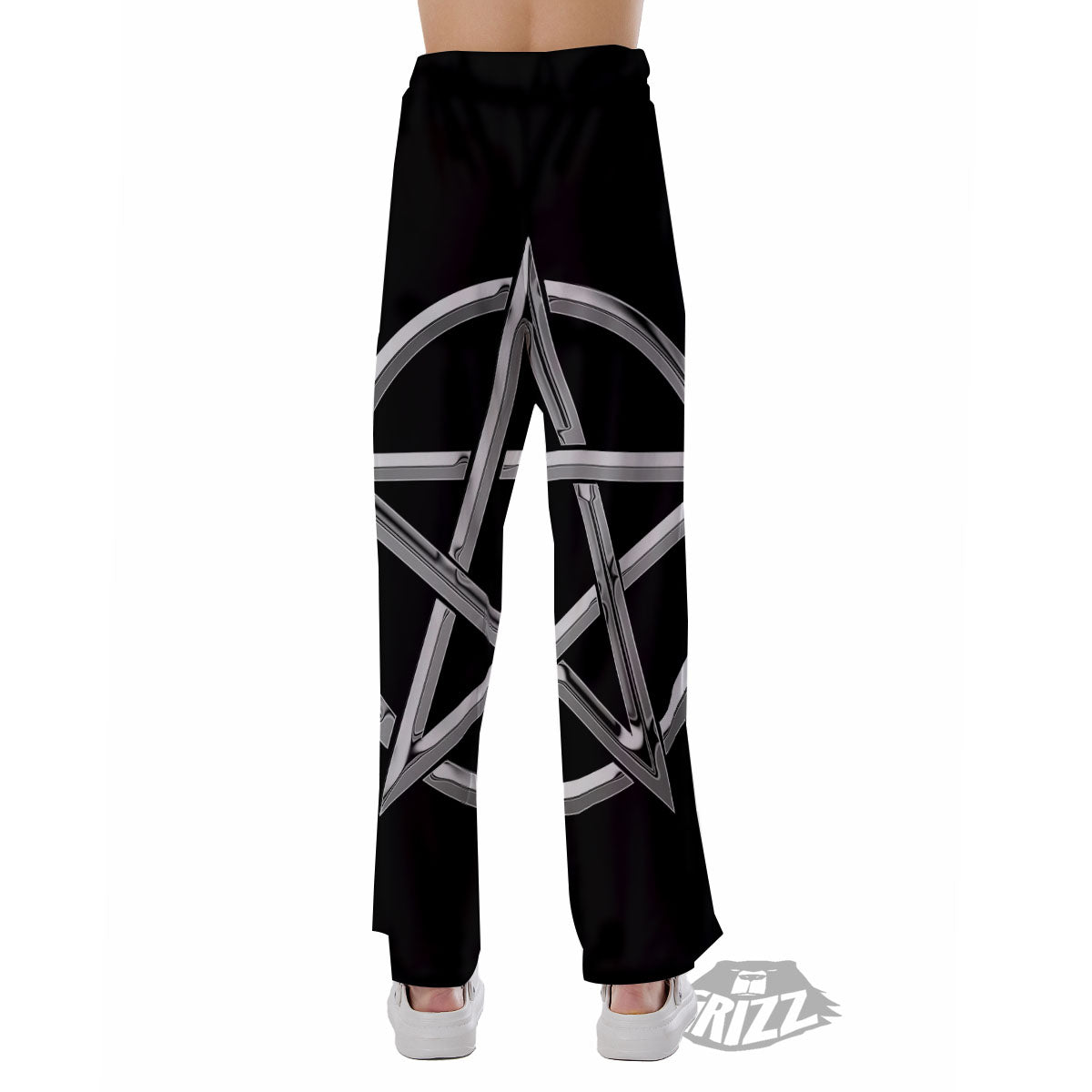 Pentagram Symbol White And Black Print Pajama Pants-grizzshop