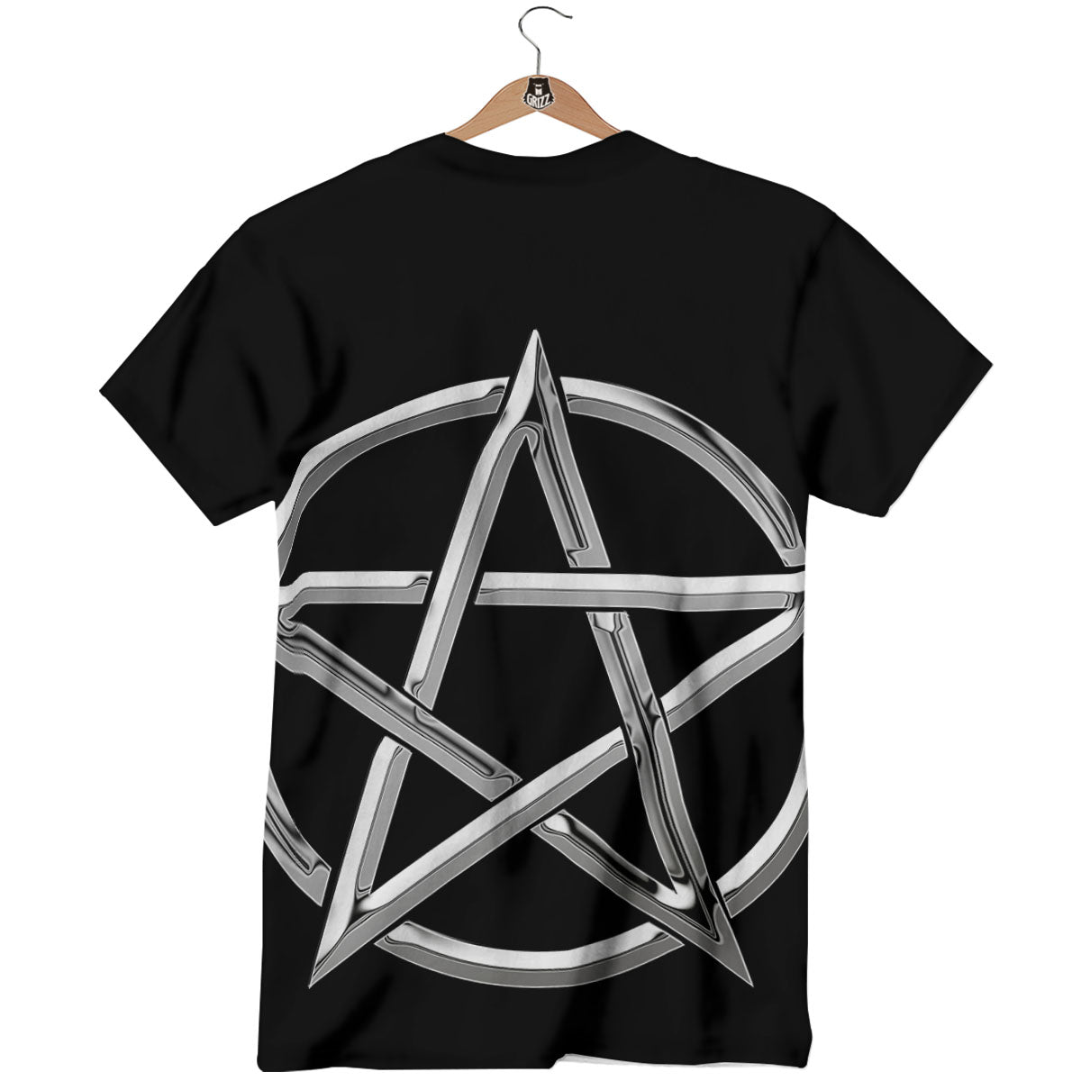 Pentagram Symbol White And Black Print T-Shirt-grizzshop