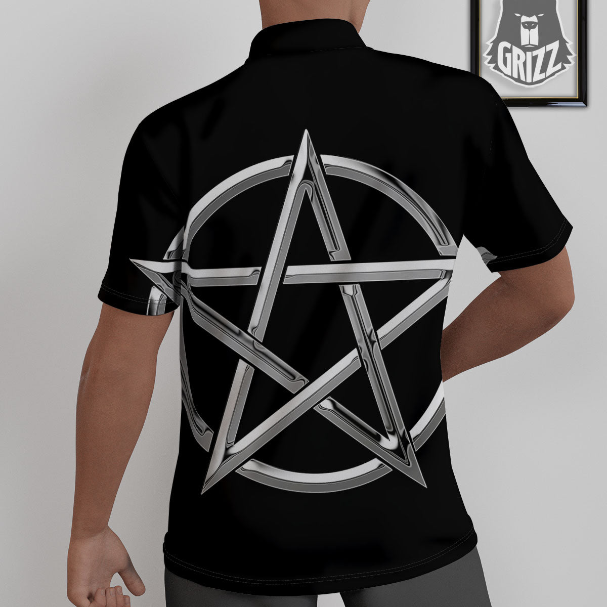 Pentagram Symbol White And Black Print Untucked Shirts-grizzshop