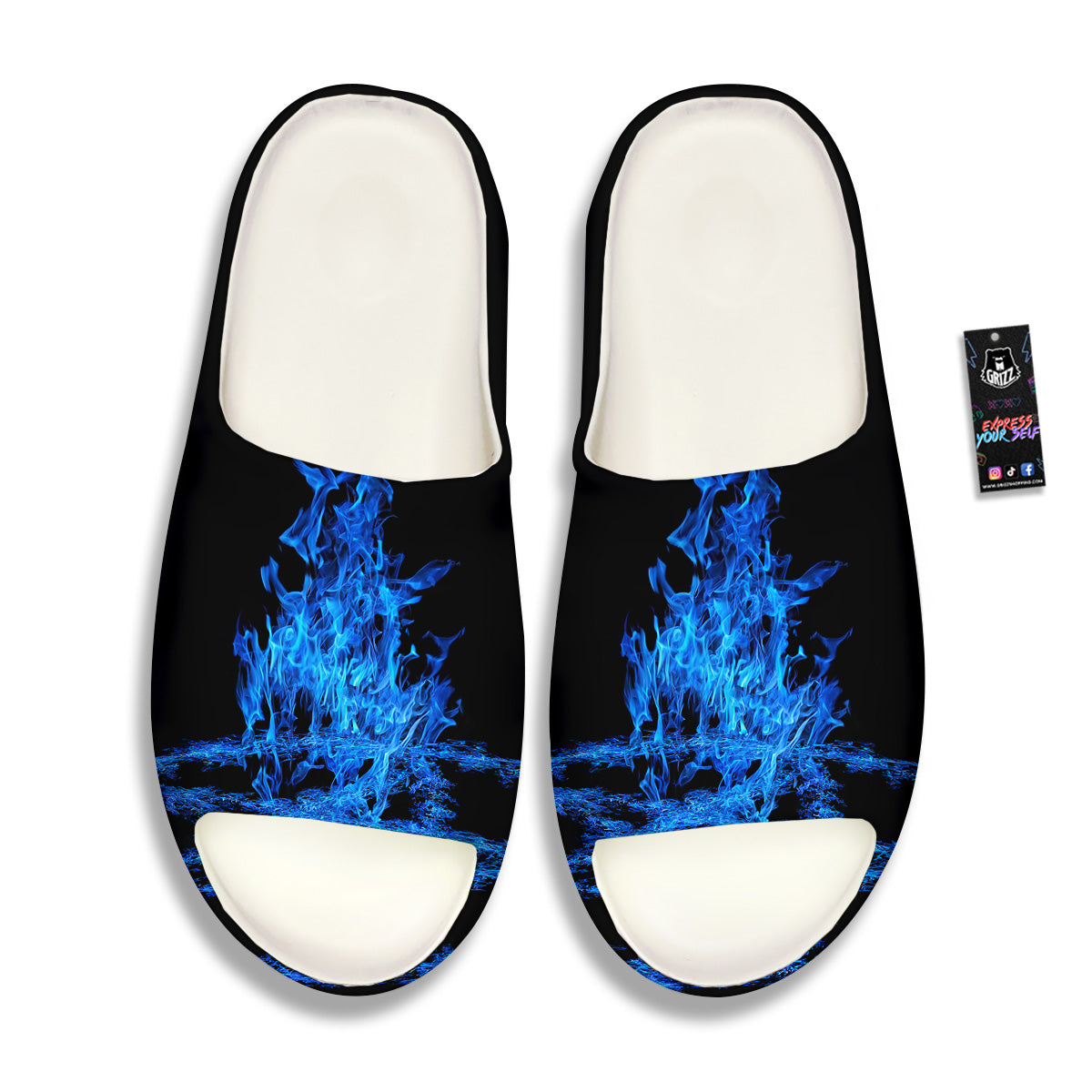 Pentagram Blue Flame Print Sandals-grizzshop